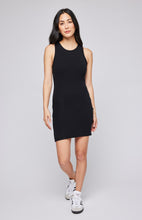 Load image into Gallery viewer, Gentle Fawn Torrance tank dress, black ribbed, Canadian, mini length.