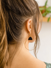 Load image into Gallery viewer, Leather & Brass Circle Earrings
