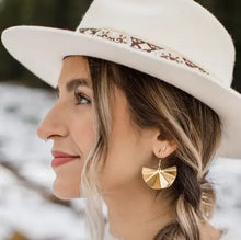 Load image into Gallery viewer, White birch brass sparkle statement earrings made in Canada.