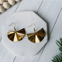 Load image into Gallery viewer, Brass Sparkle Statement Earrings Acorn Home + Apparel