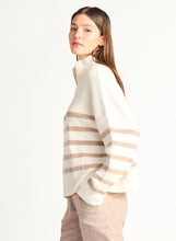 Load image into Gallery viewer, Cream Stripe Half Zip