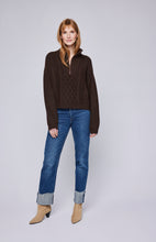 Load image into Gallery viewer, Gentle Fawn Georgie pullover brown cable knit half zip sweater.
