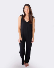 Load image into Gallery viewer, smash and tess hayley ryan collab anniston cargo romper midnight black made in canada
