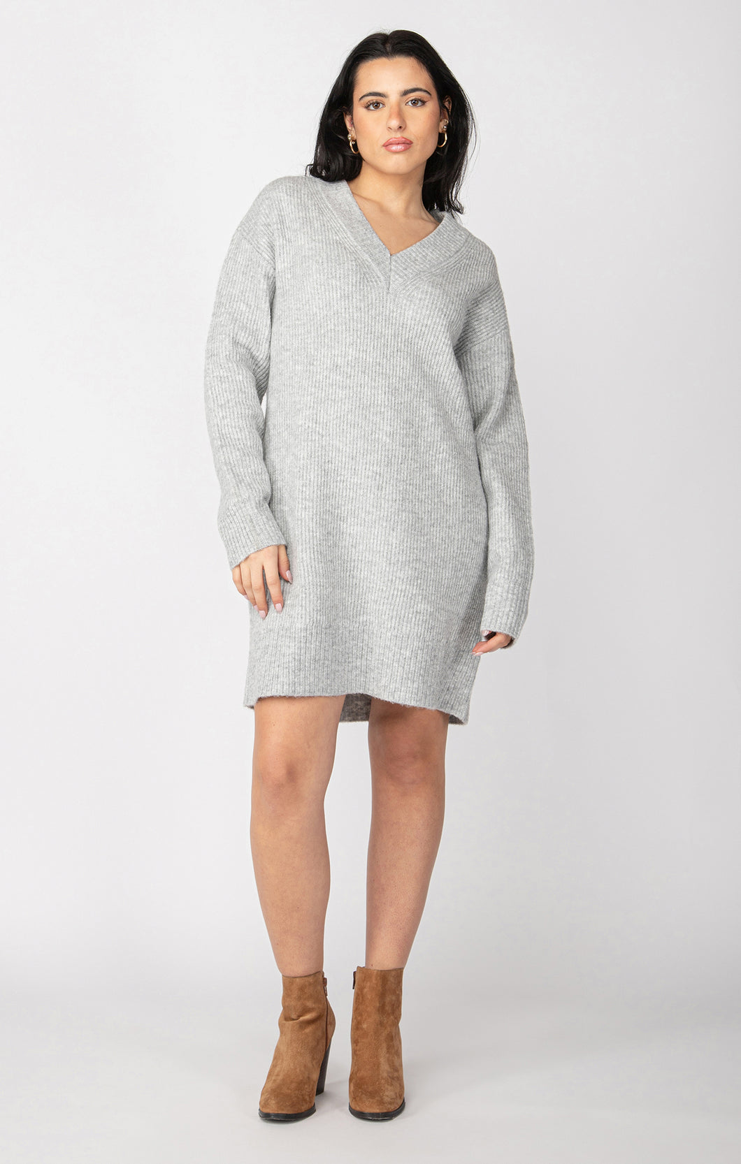 Dex vneck grey sweater dress.