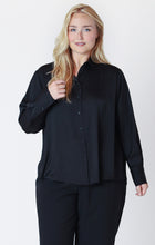 Load image into Gallery viewer, Dex black plus size blouse satin silk.
