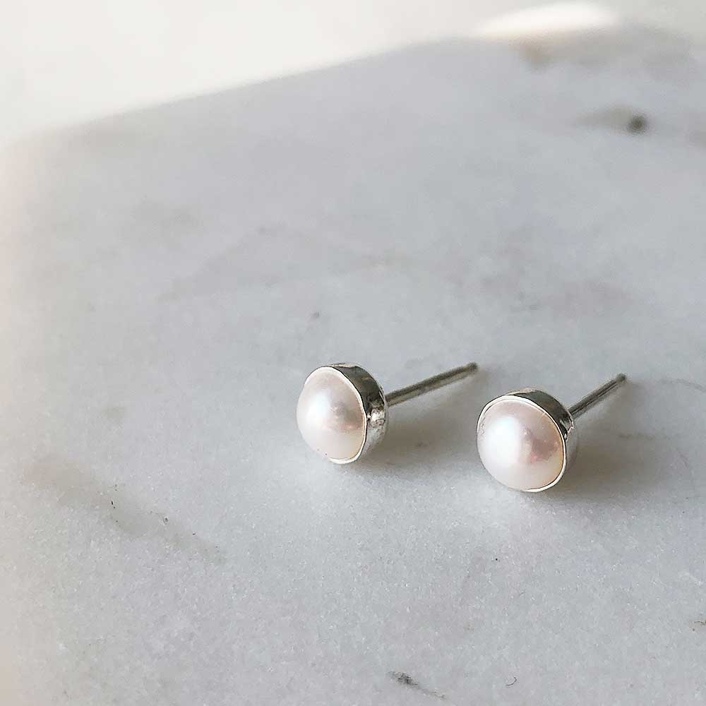 Pearl Gemstone Stud Earrings